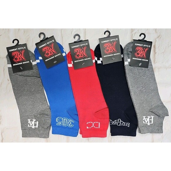 32West Styl'z Designer Socks Lot Of 5 Pairs Men's Ankle Quarter Crew Socks - Picture 6 of 8